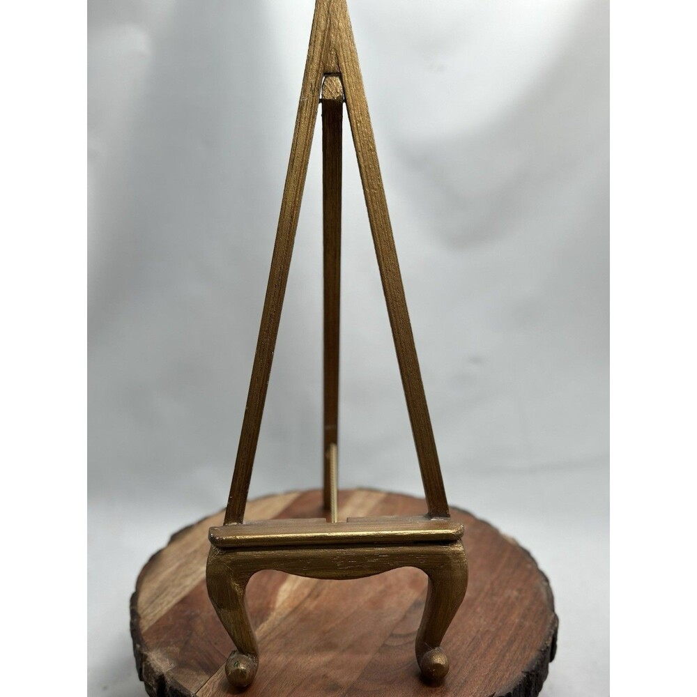 Vtg Gold Gilt Wooden Display Easel 14” Display